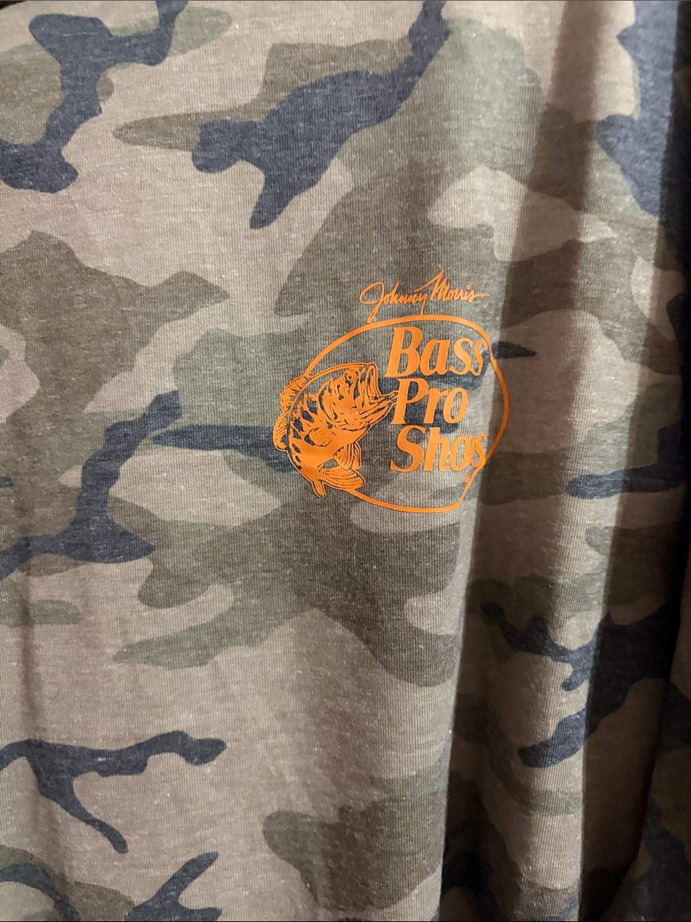 Bass Pro Shops Men's Camo Hooded Long-Sleeve with Orange Logo - Picture 2 of 4
